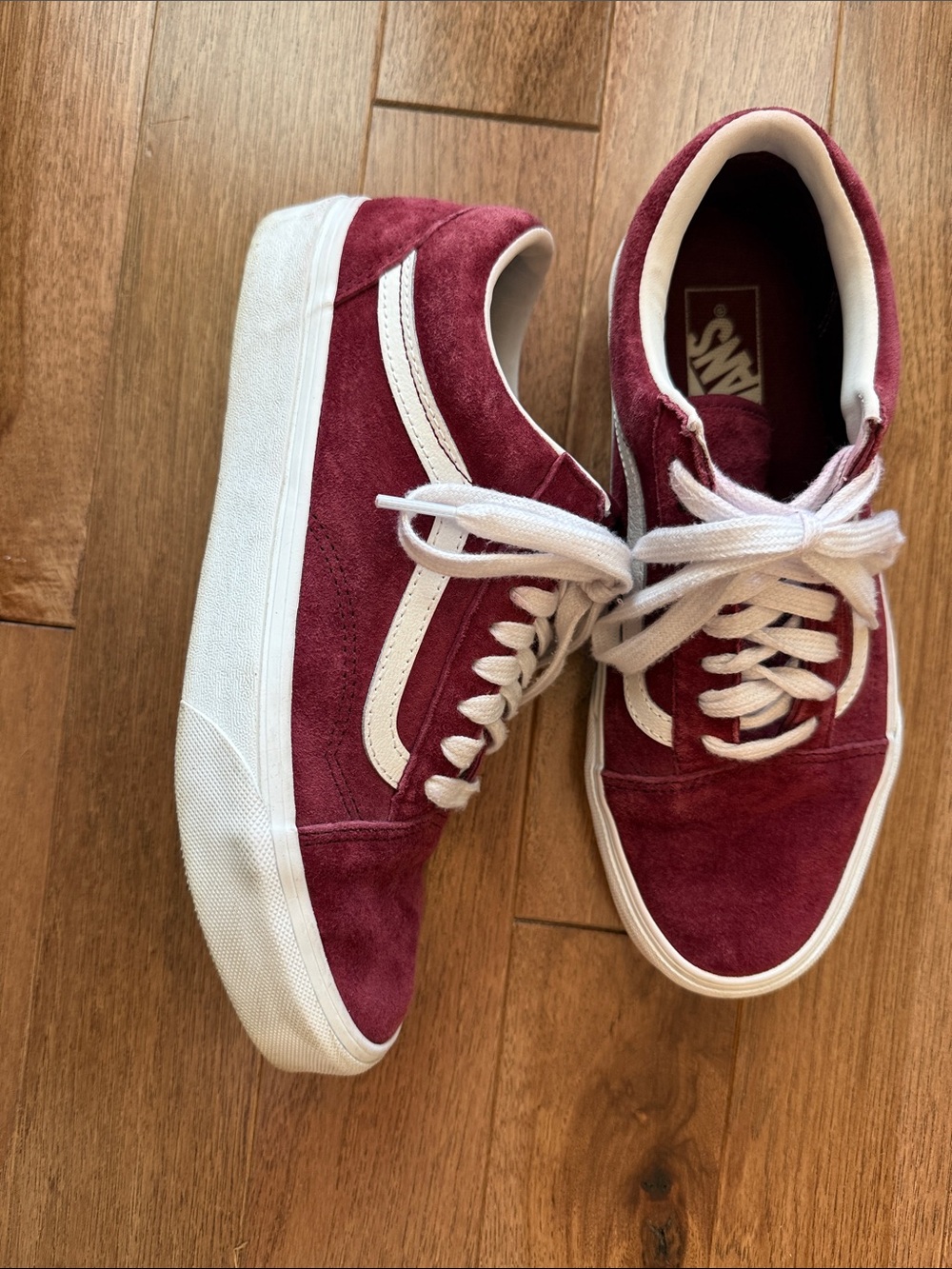 Vans Old Skool burgundy maroon suede skate sneakers tennis shoes leather 8.5 7